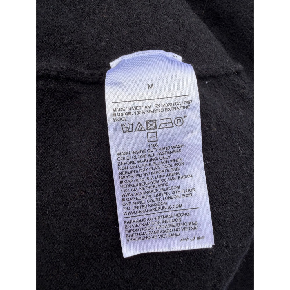 Banana Republic Quarter Zip Sweater Womens Black Extra Fine Merino Wool Medium - Picture 4 of 6
